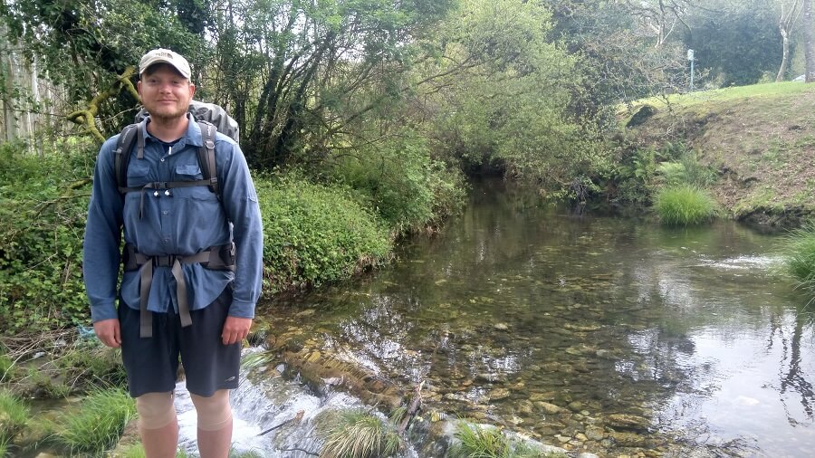 at a lake on the Portuguese Coastal Camino