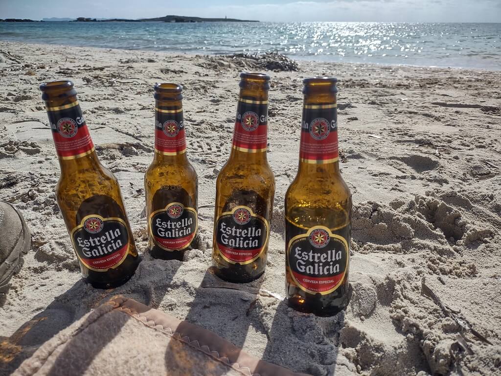 estralla galacia beer on the beach